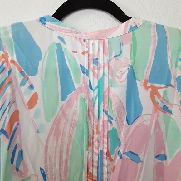 Lilly Pulitzer Sarasota Pintuck Tunic Dress Out to Sea Pastels Womens M Beach - Picture 6 of 13